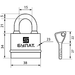 Булат Замок навесной ВС 3-Н35 ПЛ всепогодный #233692